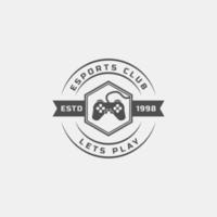 badges et étiquettes de sport électroniques rétro vintage avec inspiration de conception de logo de manettes vecteur