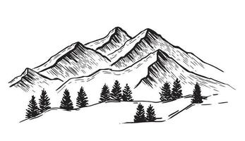 montagnes du paysage. illustration dessinée à la main. vecteur