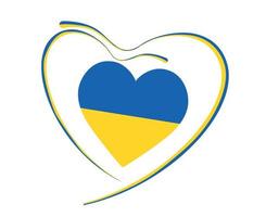 ukraine drapeau coeur ruban emblème national europe symbole abstrait conception d'illustration vectorielle vecteur