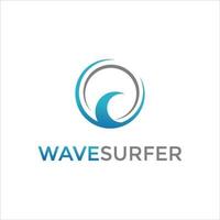 vecteur de logo surfeur vague