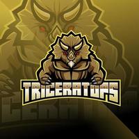 création de logo de mascotte triceratops esport vecteur