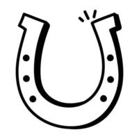 icône de ligne dessinée à la main de fer à cheval vecteur