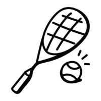 icône dessinée à la main du jeu de tennis à la mode vecteur