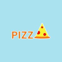 concept de logo de pizza. logotype plat, simple, moderne et propre. jaune, orange et marron. adapté au logo, à l'icône, au symbole et au signe. comme le logo de la nourriture ou du restaurant vecteur