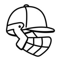 doodle icône modifiable du casque de cricket vecteur