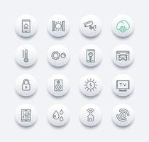 pack d'icônes de ligne de système de technologie de maison intelligente vecteur