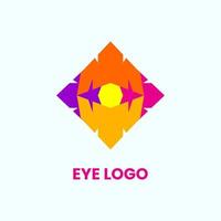 concept abstrait de logo coloré d'oeil. violet, orange, jaune et rose. logotype moderne, simple, plat, unique et propre. adapté au logo, à l'icône, au symbole et au signe. tel qu'un logo numérique, multimédia ou optique vecteur
