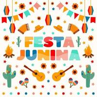 carte festa junina, festival traditionnel de juin du brésil. vecteur