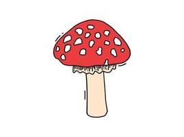 icône de doodle mouche-agaric dessiné à la main. champignon amanite. amanite tue-mouche vénéneuse. griffonnage dessiné à la main. vecteur