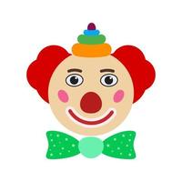 icône multicolore plate de visage de clown vecteur