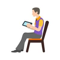 homme, à, smartphone, plat, multicolore, icône vecteur