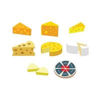 différents fromages isolés sur fond blanc vecteur