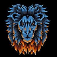 illustration de tête de lion dans un style de couleur néon vecteur