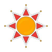 soleil rouge. symbole slave du mardi gras. illustration de vecteur de doodle ornemental isolé sur fond blanc. symbole russe vacances printemps mardi gras. fête nationale.