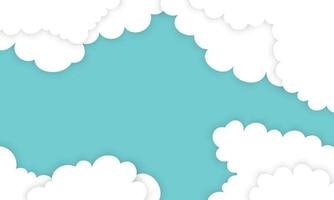 nuage blanc dans les styles de papier sur fond bleu. vecteur