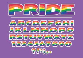 alphabet avec motif de drapeau lgbtq fierté. illustration vectorielle parfaite pour votre identité arc-en-ciel, bannière transgenre, affiches gays et lesbiennes, conception bisexuelle, etc. vecteur