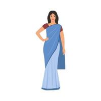 une femme indienne portant une belle illustration traditionnelle saree.vector