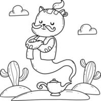 alphabet de livre de coloriage d'animaux. isolé sur fond blanc. génie de chat de dessin animé de vecteur. vecteur