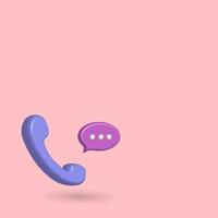 Fond d'icône d'appel téléphonique 3d avec ballon de parole, pour les soins aux clients ou parler avec des amis vecteur