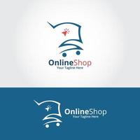 modèle de conceptions de logo de boutique en ligne. graphique vectoriel d'illustration. parfait pour le commerce électronique, la vente, l'élément Web du magasin, l'emblème de l'entreprise.