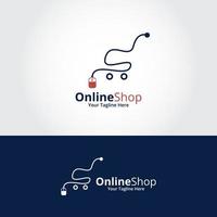 modèle de conceptions de logo de boutique en ligne. graphique vectoriel d'illustration. parfait pour le commerce électronique, la vente, l'élément Web du magasin, l'emblème de l'entreprise.