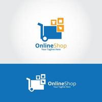 modèle de conceptions de logo de boutique en ligne. graphique vectoriel d'illustration. parfait pour le commerce électronique, la vente, l'élément Web du magasin, l'emblème de l'entreprise.