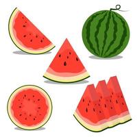 illustration vectorielle de fruits pastèque. bon pour la nourriture et les boissons, le restaurant ou le design d'été. style de couleur plat
