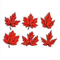 ensemble dessiné à la main de vecteur de feuille d'érable rouge. symbole de la saison d'automne. symbole canadien