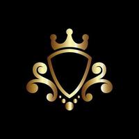 vecteur de bouclier royal de luxe, bon pour les armoiries et les emblèmes de chevalier ou la crête de bouclier héraldique