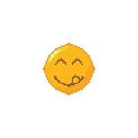 émoticône de sourire délicieux. illustration d'icône vectorielle pixel art 8 bits vecteur