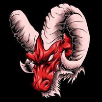 tête de chèvre à cornes en colère colorée dans un style vintage illustration vectorielle isolée vecteur