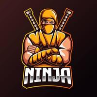 conception de mascotte de logo esport ninja vecteur