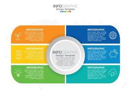 conception de modèle infographique avec 6 options de couleur. vecteur