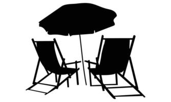 silhouettes de chaise de plage sur fond blanc vecteur