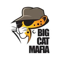 dessin animé de mafia de gros chat. peut être utilisé pour l'impression de t-shirts, de logos, de couvertures de livres, d'affiches ou à toute autre fin. vecteur