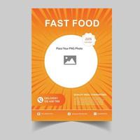 conception de modèle de flyer de menu alimentaire, modèle vectoriel au format a4, modèle de menu de restaurant.