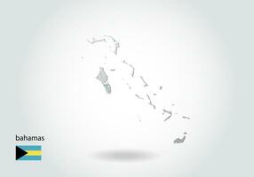 carte vectorielle des bahamas avec un design de triangles à la mode dans un style polygonal sur fond sombre, forme de carte dans un style d'art découpé en papier 3d moderne. conception de découpe en papier en couches. vecteur