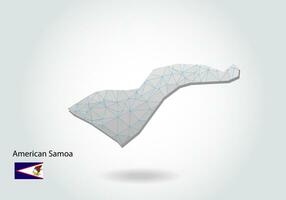 carte vectorielle des samoa américaines avec des triangles à la mode dans un style polygonal sur fond sombre, forme de carte dans un style d'art découpé en papier 3d moderne. conception de découpe en papier en couches. vecteur