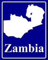 signer comme une silhouette blanche carte de la zambie vecteur