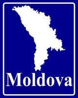 signer comme une silhouette blanche carte de moldavie vecteur