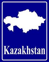 signer comme une silhouette blanche carte du kazakhstan vecteur