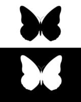 silhouettes noires et blanches de papillons vecteur