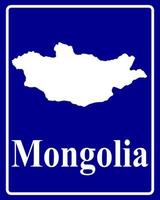 signer comme une silhouette blanche carte de la mongolie vecteur