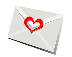 Enveloppe postale scellée par un coeur sur fond blanc vecteur