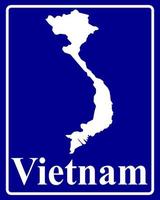 signer comme une silhouette blanche carte du vietnam vecteur
