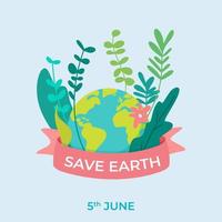 vecteur mignon planète terre carte postale pour la journée mondiale de l'environnement