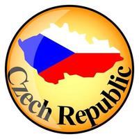 bouton orange avec les cartes-images de la république tchèque vecteur