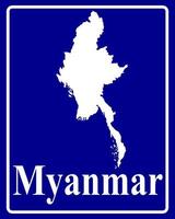 signer comme une silhouette blanche carte du myanmar vecteur