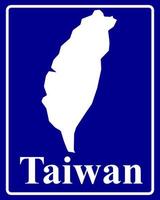 signer comme une silhouette blanche carte de taiwan vecteur