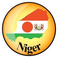 bouton orange avec les cartes-images du niger vecteur